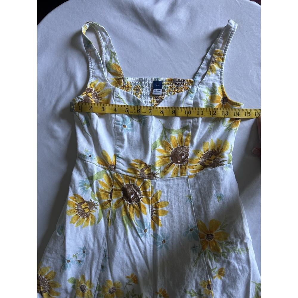 Old Navy Sunflower Linen Blend Sundress Womens Size XS Yellow White Beach Summer - Picture 6 of 8
